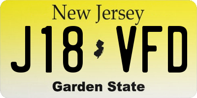 NJ license plate J18VFD