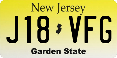 NJ license plate J18VFG
