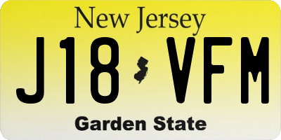 NJ license plate J18VFM