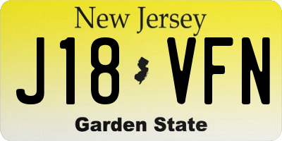 NJ license plate J18VFN