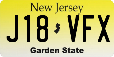 NJ license plate J18VFX