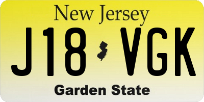 NJ license plate J18VGK