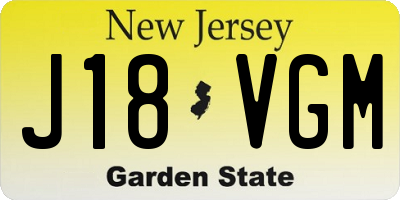 NJ license plate J18VGM