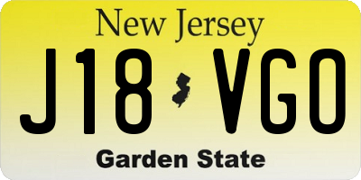 NJ license plate J18VGO
