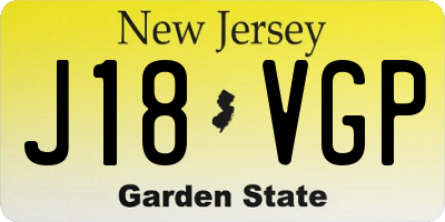 NJ license plate J18VGP