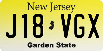 NJ license plate J18VGX