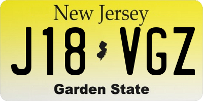 NJ license plate J18VGZ