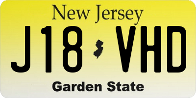 NJ license plate J18VHD