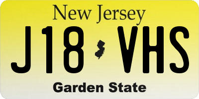 NJ license plate J18VHS