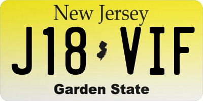 NJ license plate J18VIF
