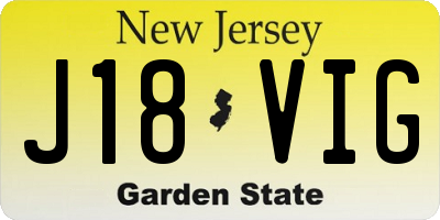 NJ license plate J18VIG