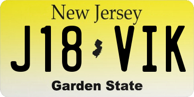 NJ license plate J18VIK