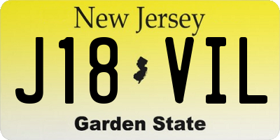NJ license plate J18VIL