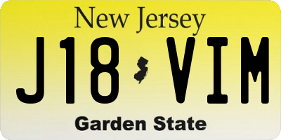 NJ license plate J18VIM