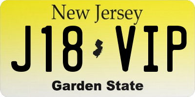 NJ license plate J18VIP