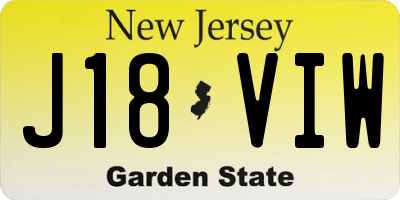 NJ license plate J18VIW