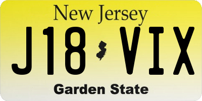 NJ license plate J18VIX