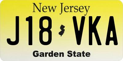 NJ license plate J18VKA