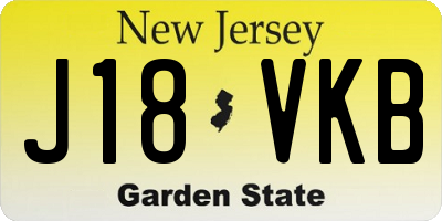 NJ license plate J18VKB