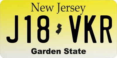 NJ license plate J18VKR