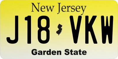 NJ license plate J18VKW