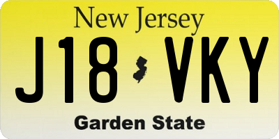 NJ license plate J18VKY