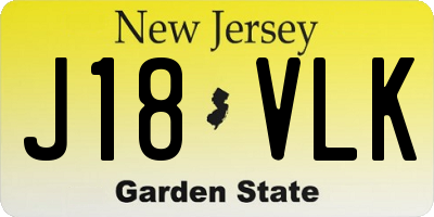 NJ license plate J18VLK