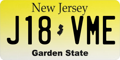 NJ license plate J18VME