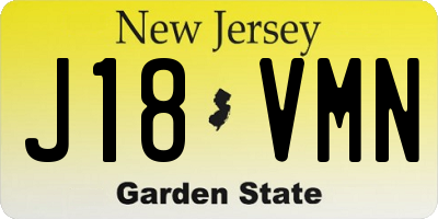 NJ license plate J18VMN