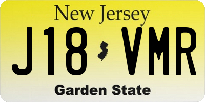 NJ license plate J18VMR