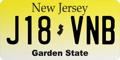 NJ license plate J18VNB