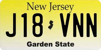 NJ license plate J18VNN