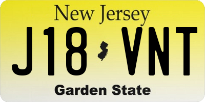 NJ license plate J18VNT