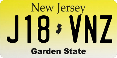 NJ license plate J18VNZ