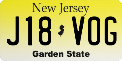 NJ license plate J18VOG