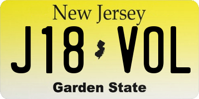 NJ license plate J18VOL