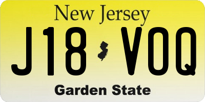 NJ license plate J18VOQ