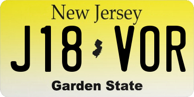 NJ license plate J18VOR