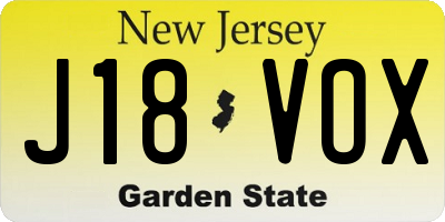 NJ license plate J18VOX