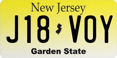 NJ license plate J18VOY
