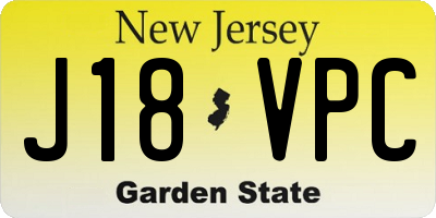 NJ license plate J18VPC