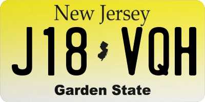 NJ license plate J18VQH