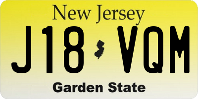 NJ license plate J18VQM