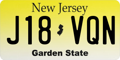 NJ license plate J18VQN