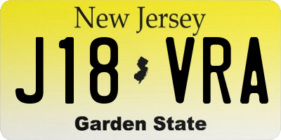 NJ license plate J18VRA
