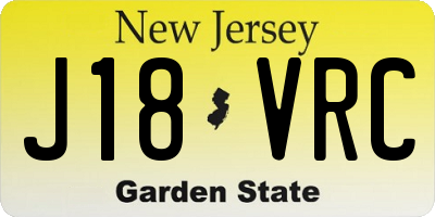 NJ license plate J18VRC