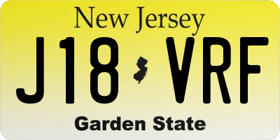 NJ license plate J18VRF