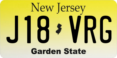 NJ license plate J18VRG