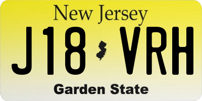 NJ license plate J18VRH