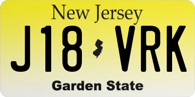 NJ license plate J18VRK